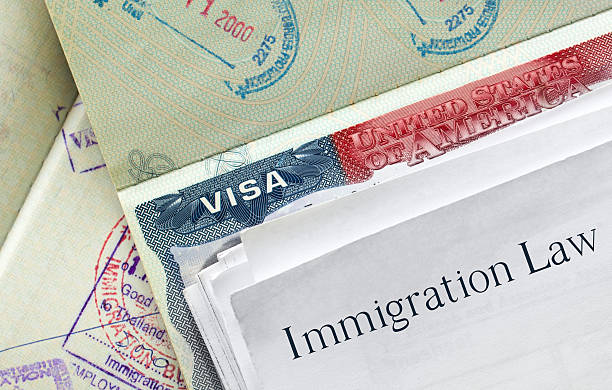 United States VISA in a european passport with stamps.