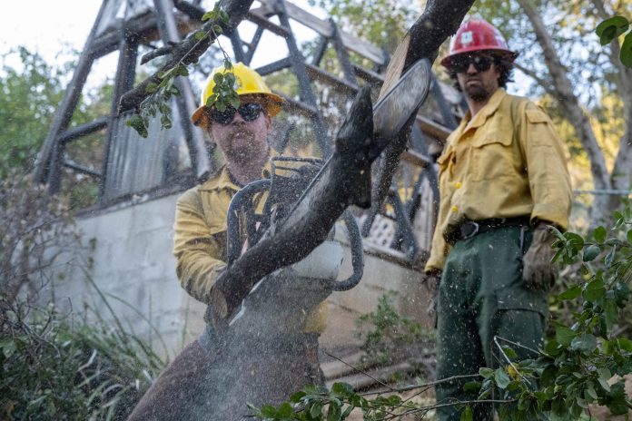 Crews from the Clevand Work to Protect Altadena Structures